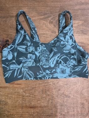 Aerie Real Me Strappy Sports Bra Tropical Cheetah Floral Print Large